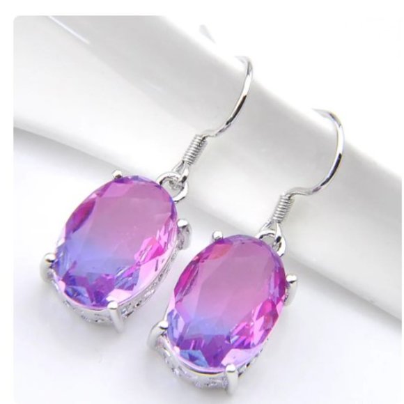 Lavender Ombre' Oval Earrings - Picture 2 of 4